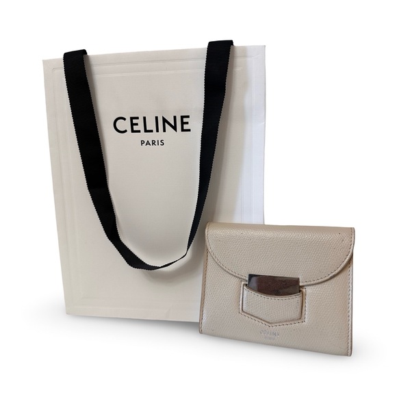 💎Authentic Celine Trotteur flap neutral leather wallet with shopping bag - Picture 1 of 16